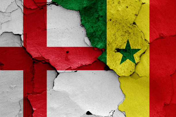잉글랜드와 세네갈의 국기 - england senegal 뉴스 사진 이미지