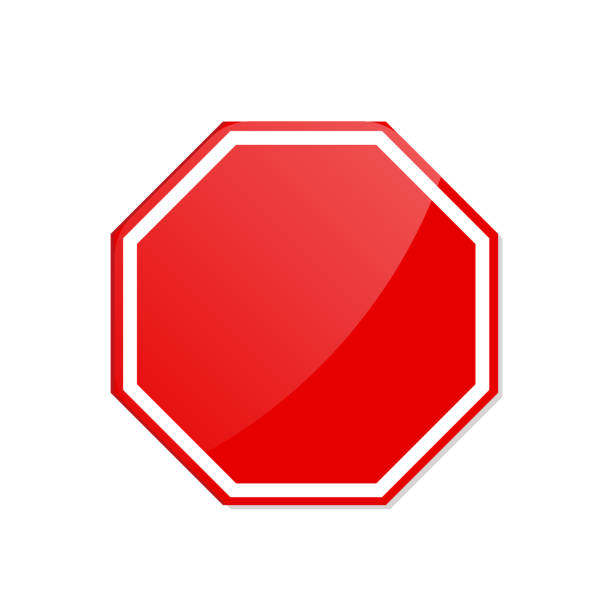 istock Stop roadsign with big hand symbol or icon for prohibited activities. Vector illustration. 1249550698
