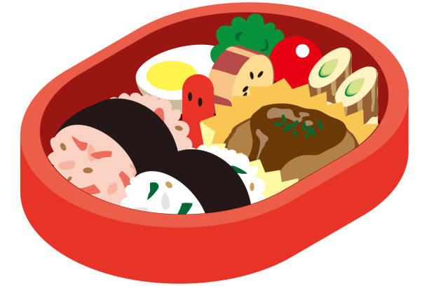 коробка для обеда для японских детей - lunch box illustrations stock illustrations