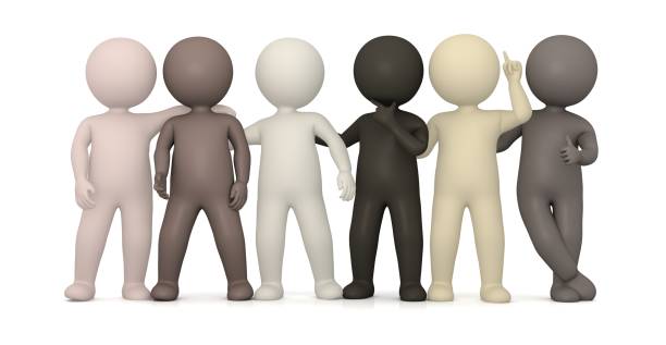 istock Multi-ethnic group team friends people community multi colored teamwork togetherness 3d stick figure 1249555621