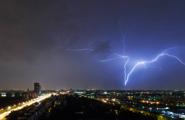 istock Lighting strikes Ostankino TV tower in Moscow 1249558222