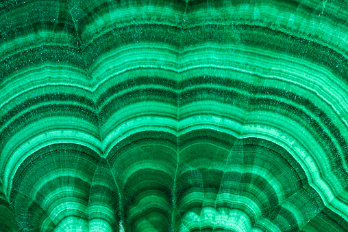 Close- up texture of green semiprecious stone malachite