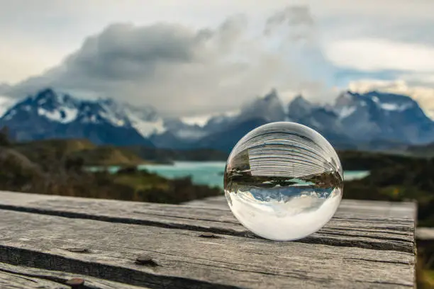 Torres del Paine scenery with lensball