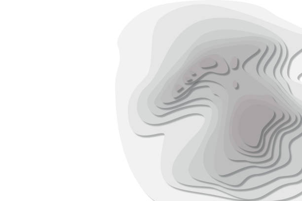istock A white paper 3D cut out minimalist contoured topographical background. Cut out from paper with a drop shadow. Vector stock illustration 1249562046