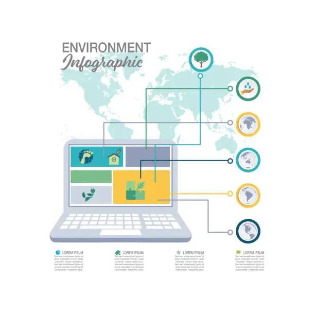 Vector illustration of Laptop Environmental Infographic template