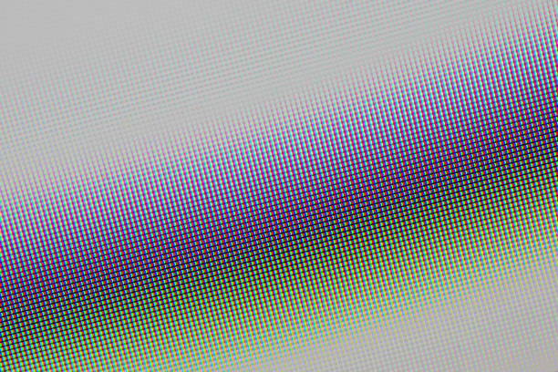 Computer monitor RGB pixels with arrows shape diagonal selective focus