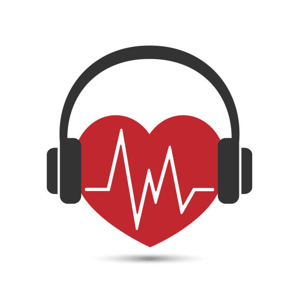 Heart with pulse in headphones, Healthy heart and music, vector design. Healthy lifestyle and health care illustration Heart with pulse in headphones, Healthy heart and music, vector design. medicine clipart stock illustrations