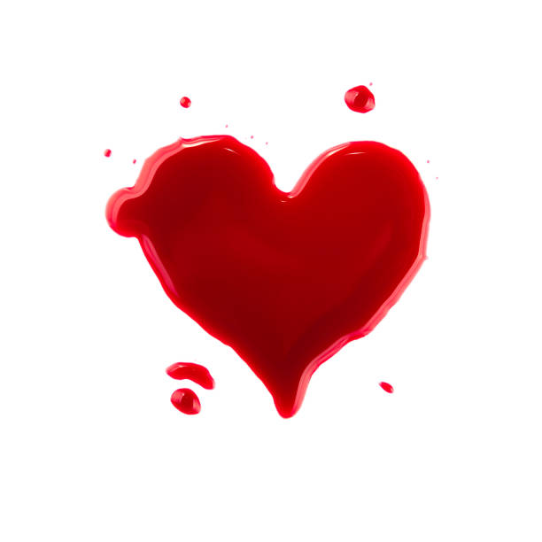 Heart shaped red wine stain over white Close up heart shaped red wine wet stains and blob drops isolated on white background blood pouring stock pictures, royalty-free photos & images