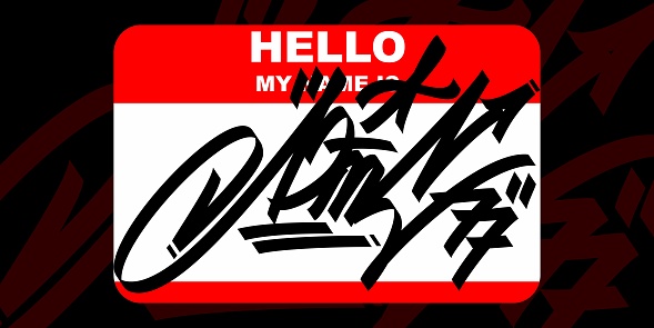 Hello My Name Is Graffiti Style Sticker Vector Illustration