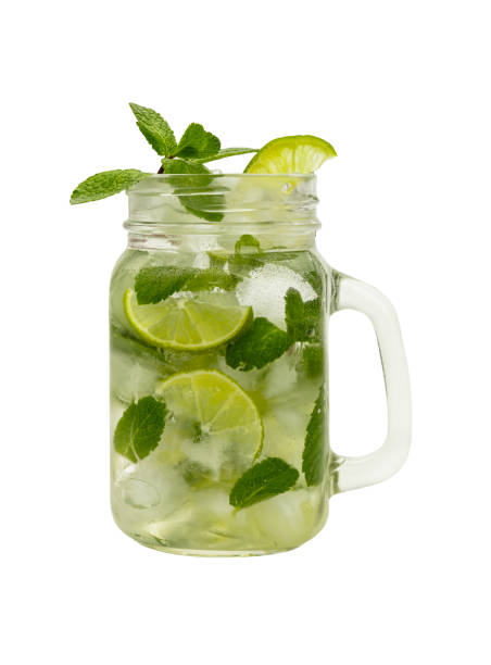 istock Mason jar of mojito isolated on white 1249572120