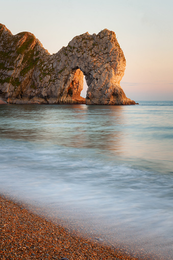 The spectacular arch that is Durdle Door, on Dorset's Jurassic Coast.