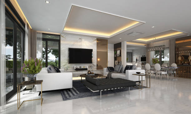 istock Modern luxury living and dining room interior design 1249576411