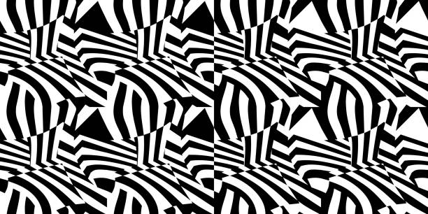 illustrations, cliparts, dessins animés et icônes de éblouissement camouflage noir et blanc illustration de motif abstrait sans couture - dazzle