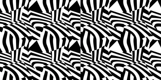 Vector illustration of Dazzle Camouflage Black And White Seamless Abstract Pattern Vector Illustration