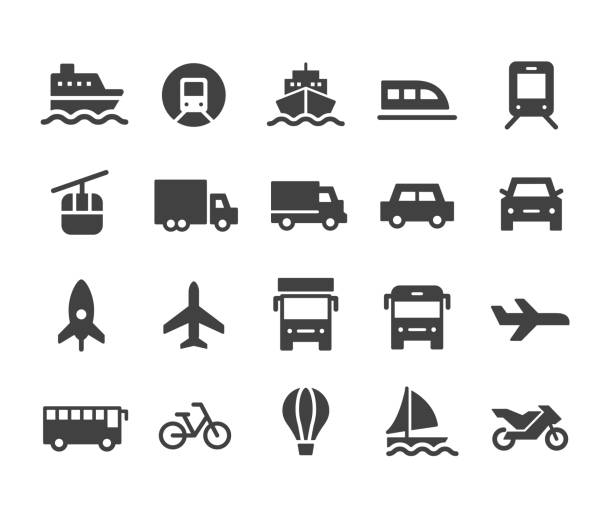 Transport Icons - Classic Series Transport, mode of transport, airport symbols stock illustrations