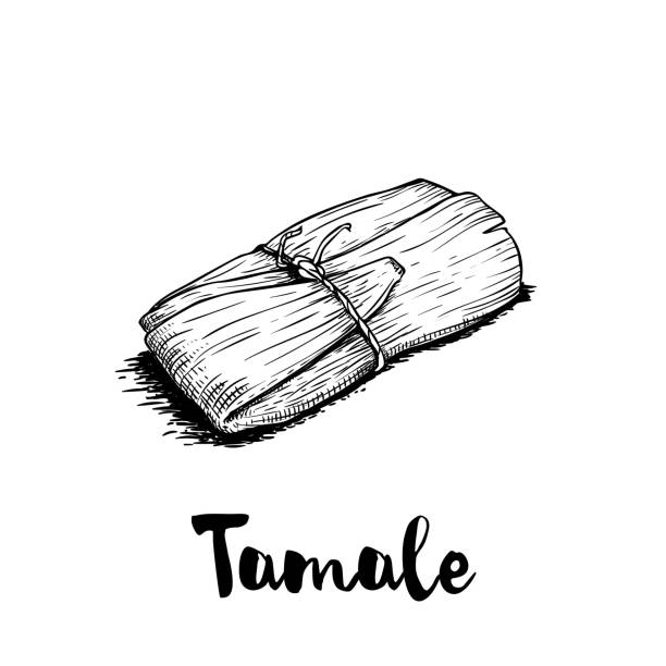 Hand drawn sketch style traditional mexican food tamale. Retro craft mexican cuisine vector illustration. Best for restaurant menu designs, flyers and banners. Hand drawn sketch style traditional mexican food tamale. Retro craft mexican cuisine vector illustration. Best for restaurant menu designs, flyers and banners. EPS10 + JPEG preview. tamales stock illustrations