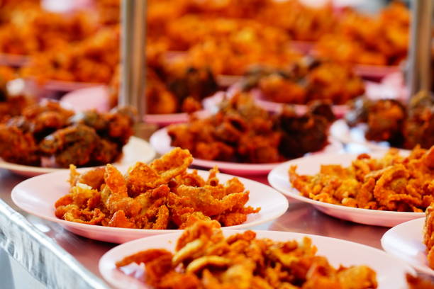 istock Close up crispy fried chicken skin 1249588203