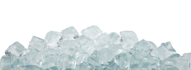 istock Close up clear ice cubes over white background 1249589016