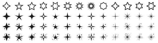 ikony zestawu gwiazdek. ocena kolekcji znaków gwiazdek – na akcje - star of bethlehem stock illustrations