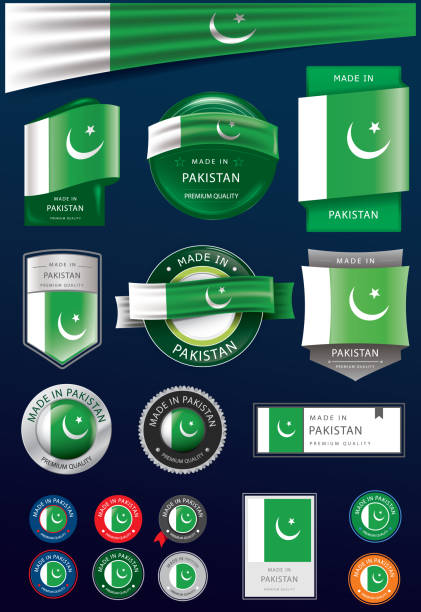 ilustrações de stock, clip art, desenhos animados e ícones de made in pakistan seal -collection- , pakistani national flag (vector art) - bandeira do paquistão