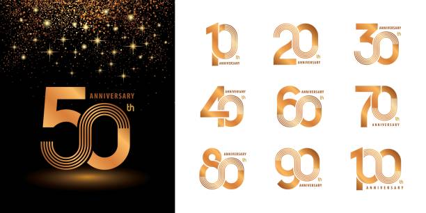 illustrazioni stock, clip art, cartoni animati e icone di tendenza di set di design logotipo da 10 a 100 anniversari, logo anniversario - numero 40