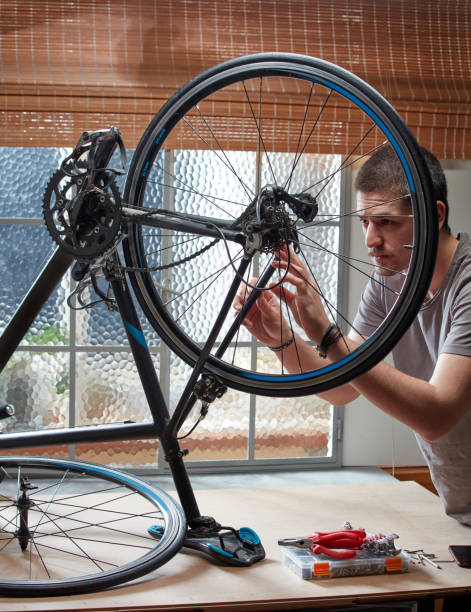 istock Man working on his bike. 1249606184