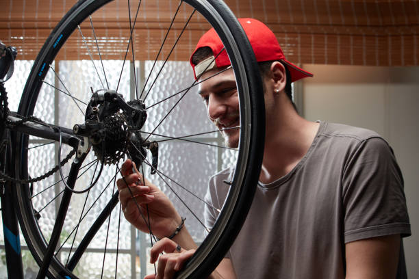 istock Man working on his bike. 1249606847
