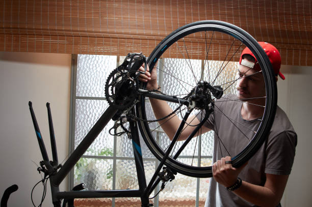 istock Man working on his bike. 1249606912