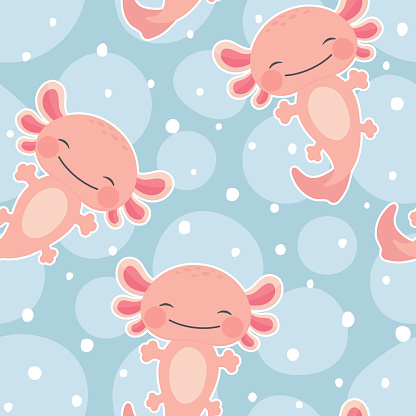 Ilustración de Patrón Sin Costuras Axolotl Kawaii Fondo De Anfibios Bebé y  más Vectores Libres de Derechos de Axolote - iStock