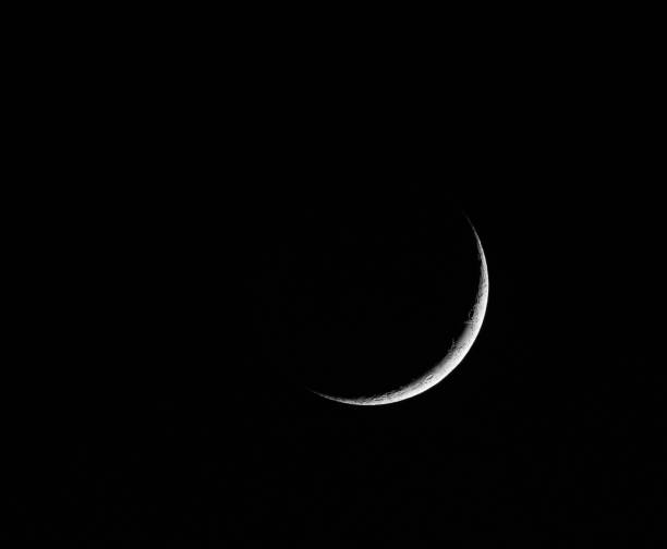 istock A monochrome image of a thin crescent moon 1249607735
