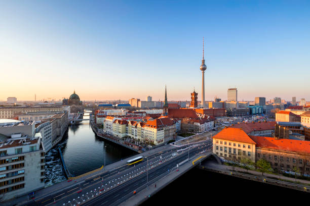 istock Berlin sunset cityscape view with television tower 1249608136
