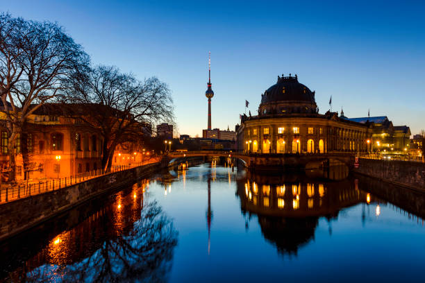 istock Berlin sunrise cityscape view with tv tower and spree river 1249608450