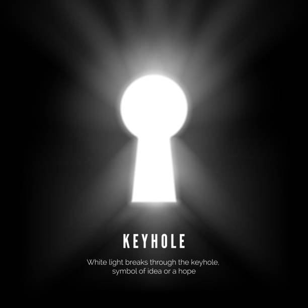 Keyhole. White light breaks through the keyhole symbol of idea or hope. vector illustration Keyhole. White light breaks through the keyhole symbol of idea or hope. vector illustration keyhole stock illustrations