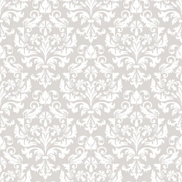 Vector illustration of Damask seamless pattern element. Vector classical luxury old fashioned damask ornament, royal victorian seamless texture for wallpapers, textile, wrapping. Vintage exquisite floral baroque template.