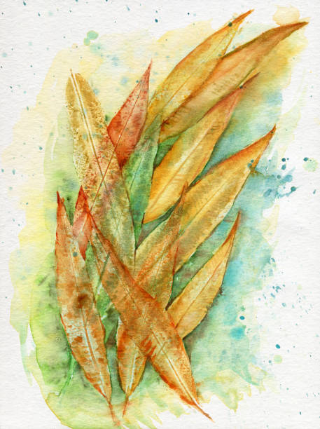 istock Composition with autumn leaves. Watercolor hand drawn painting illustration. 1249613994
