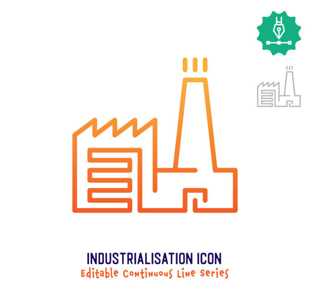 промышленный комплекс непрерывная линия редактируемый значок - continuity electricity single line symbol stock illustrations