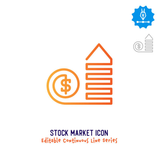 börsen kontinuierliche linie editierbares symbol - logo grafiken stock-grafiken, -clipart, -cartoons und -symbole