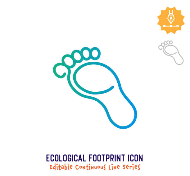 ecological footprint continuous line editable icon - recycling carbon footprint footprint sustainable resources stock-grafiken, -clipart, -cartoons und -symbole