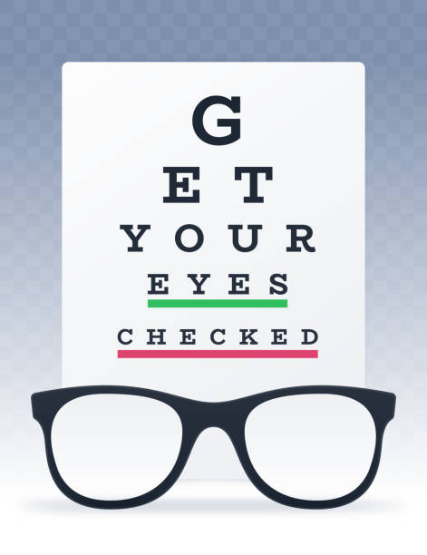Get Your Eyes Checked Eye Chart and Eyeglasses Vision Test Get your eyes checked vision eye test and eyeglasses design. optometrist stock illustrations