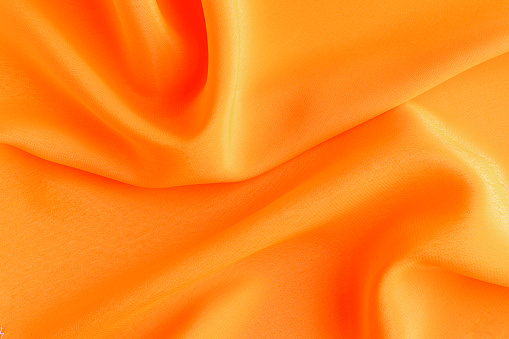 Satin Silk Fabric Orange Color For The Background Crumpled Wavy Silk ...