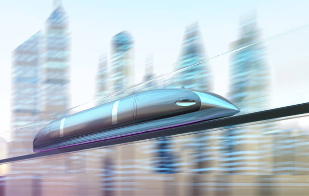 High-speed trains in tunnel.