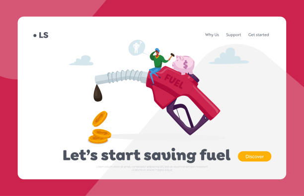 Petrol Economy, Car Refueling on Fuel Station Landing Page Template. Tiny Character with Piggy bank Sit on Huge Pumping Hose with Dripping Oil and Coins, Filling Service. Cartoon Vector Illustration Petrol Economy, Car Refueling on Fuel Station Landing Page Template. Tiny Character with Piggy bank Sit on Huge Pumping Hose with Dripping Oil and Coins, Filling Service. Cartoon Vector Illustration gasoline illustrations stock illustrations