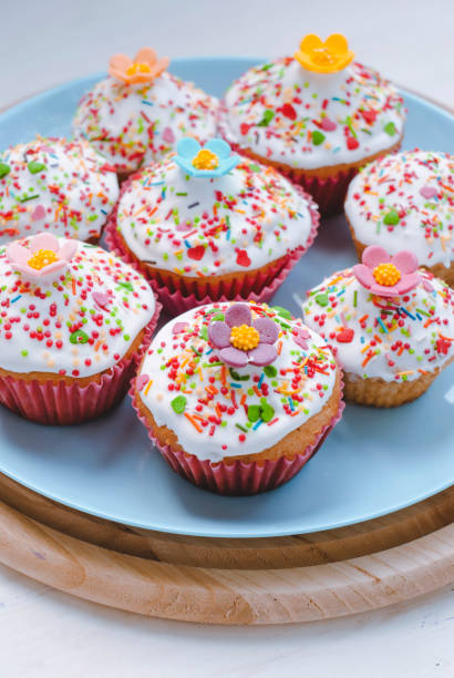 istock Homemade festive decorated cupcakes close-up. Dessert. 1249624376
