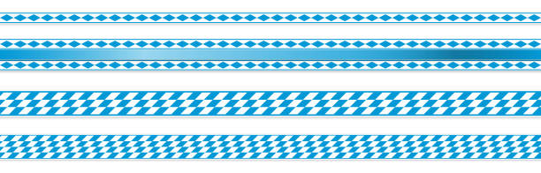 blue and white checkered Beer Fest banners EPS 10 vector illustration of white and blue checkered banners for German Beer Fest time 2020 beer garden stock illustrations