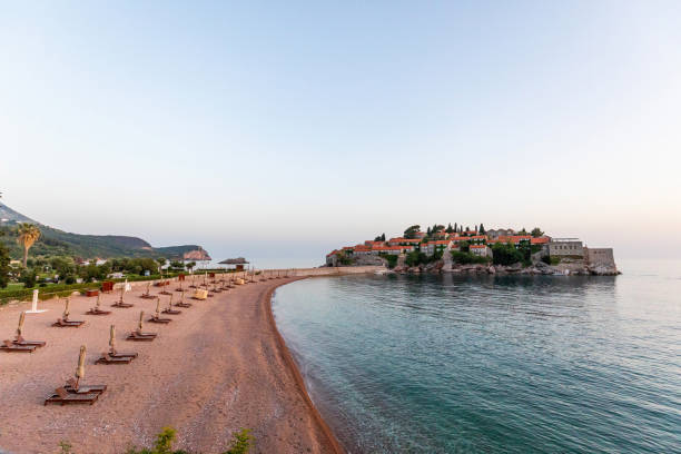 istock Sveti Stefan island at sunset in Montenegro 1249636799