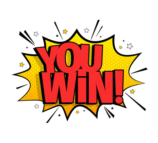 You win message. Comic speech bubble effects in pop art style. You win message. Comic speech bubble effects in pop art style. Vector illustration. you win graphic stock illustrations