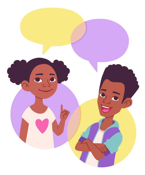 Two Cartoon Style School Kids Vector Illustration Comics Speak Bubbles With  Empty Space For Text Stock Illustration - Download Image Now - iStock
