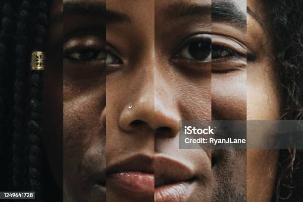 Compuesto De Retratos Con Diferentes Tonos De Piel Foto de stock y más banco de imágenes de Cara humana - Cara humana, Racismo, Diversidad