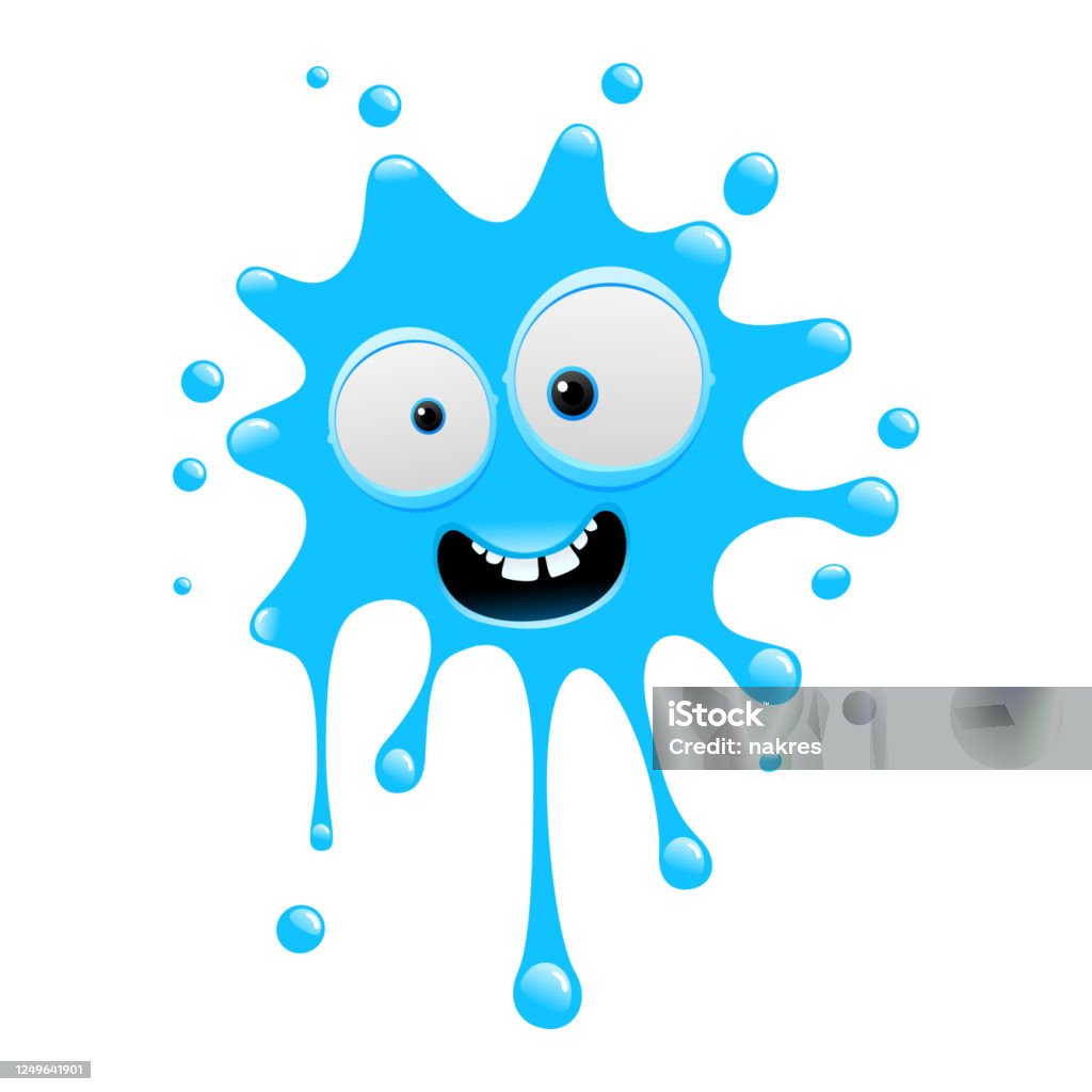 Blue Splat Cartoon Character With Funny Face Stock Illustration - Download  Image Now - Splattered, Insect, Blob - iStock