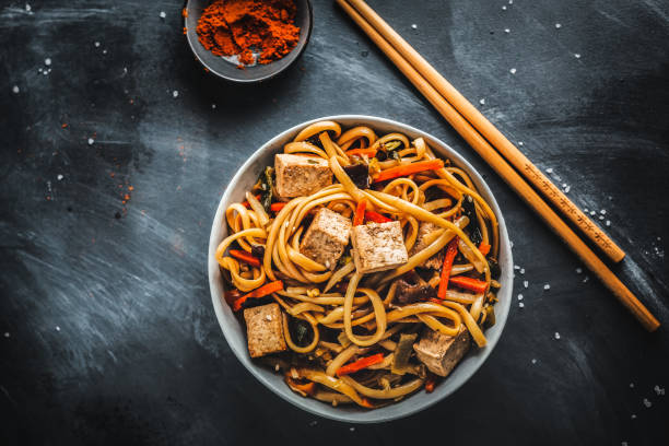 istock Asian noodles with cheese tofu 1249642347